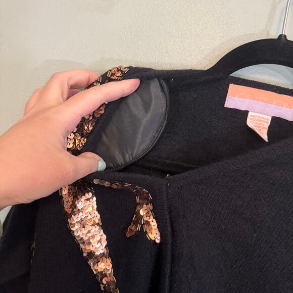Jon St Jon VTG Sweater Women S Black Lambswool Sequin Beaded Pullover Sweater - Picture 6 of 8